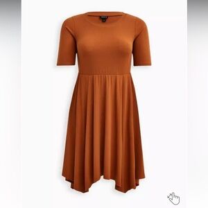 Torrid Orange Asymmetrical Fit and Flare Dress